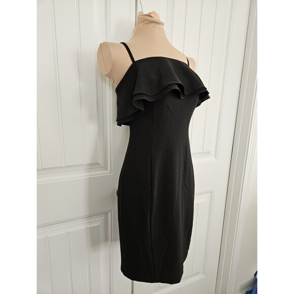 Karl Lagerfeld Little Black Dress Ruffle Top Adjustable Straps Size 4 - Picture 2 of 12